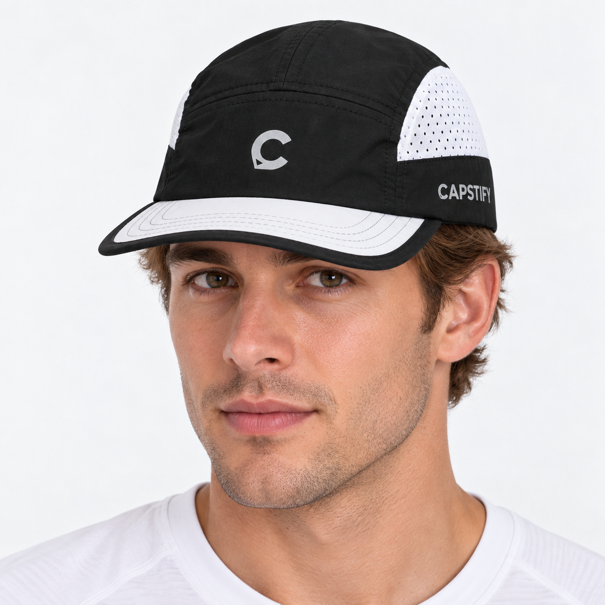 Capstify AeroRun (Gust) 5-Panel Cap — Jet Black