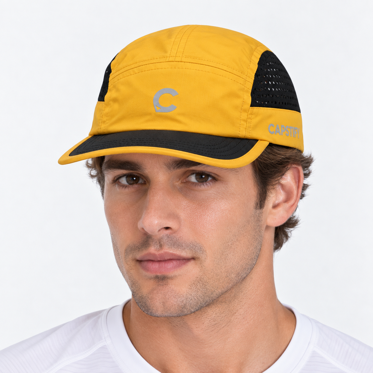 Capstify AeroRun (Gust) 5-Panel Cap — Amber Gold